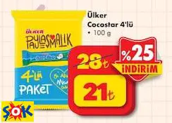ÜLKER COCOSTAR 4'LÜ 100 G ÜLKER COCOSTAR 4'LÜ 100 G